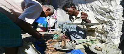 هڪ شھري ڪوئن جو گوشت خريد ڪندي